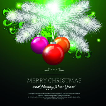Beautiful Christmas baubles elements vector backgound 02
