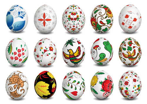 Beautiful easter eggs vectors set 01