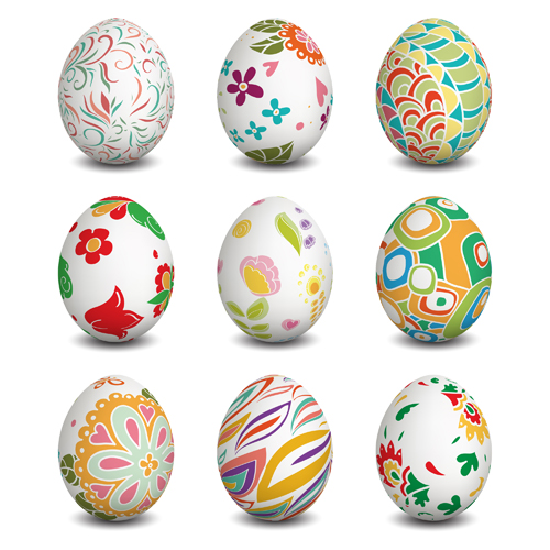 Beautiful easter eggs vectors set 02