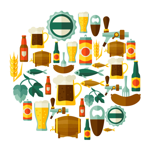 Beer flat style background vector design 07