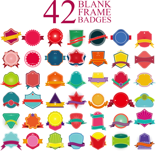 Blank colored badges design vector 01