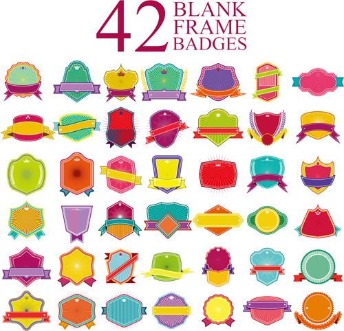 Blank colored badges design vector 02