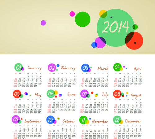 Set of Calendars 2014 Creative design vector 07