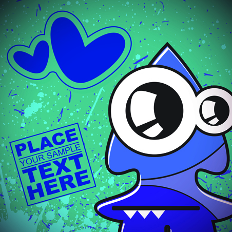 Funny Cartoon monster background vector graphic 05