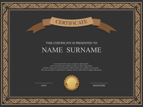 Certificates ornate design vector template 04
