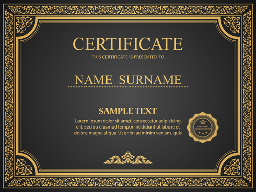 Certificates ornate design vector template 05