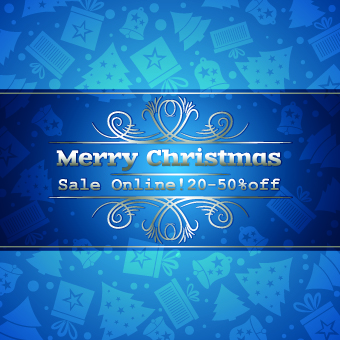 Christmas sale blue vector background