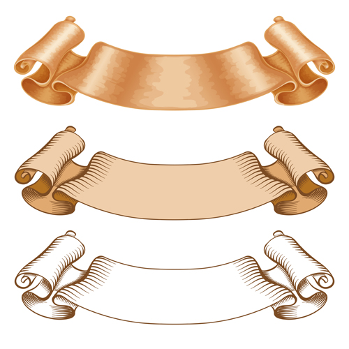 Classical styles ribbons banners vector material 05
