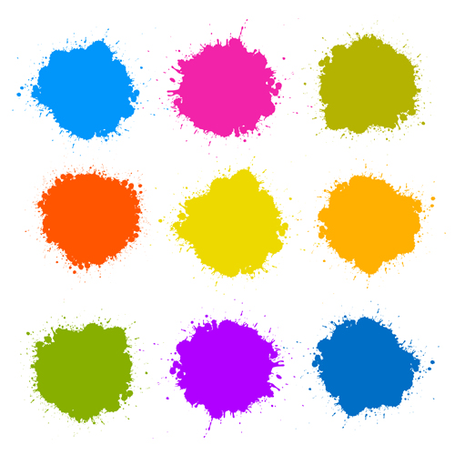 Colorful blot spatter vector design set 12