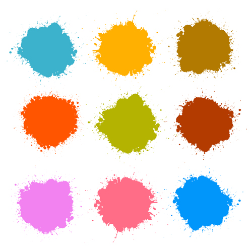 Colorful blot spatter vector design set 13