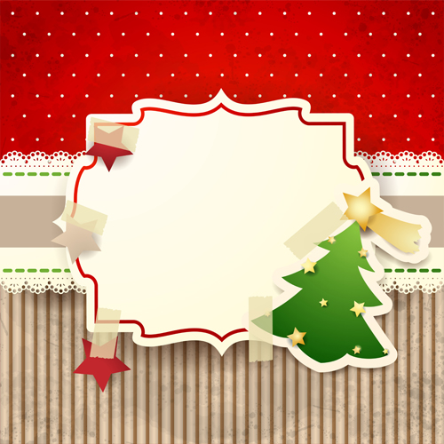 Cute Christmas cards with frame vector set 01