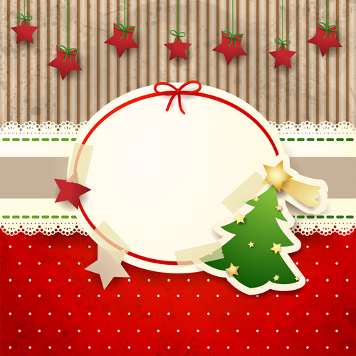 Cute Christmas cards with frame vector set 02