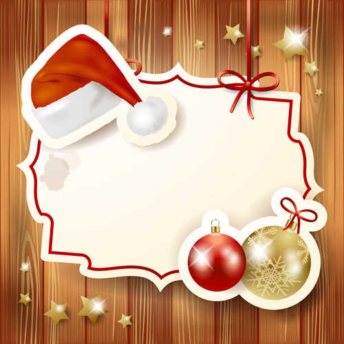 Cute Christmas cards with frame vector set 05