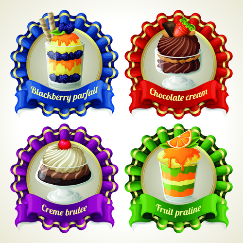 Dessert with sweet creative labels vector