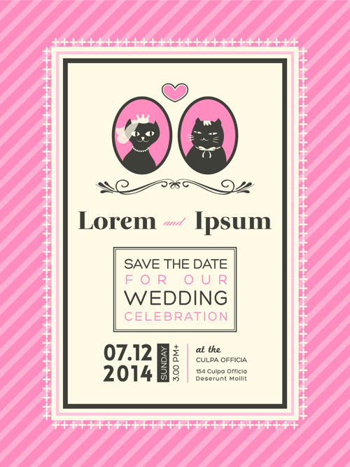 ctor wedding invitation cards set 02 Exquisite vector wedding invitation cards set 02