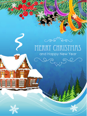 Fairytale christmas house vector material