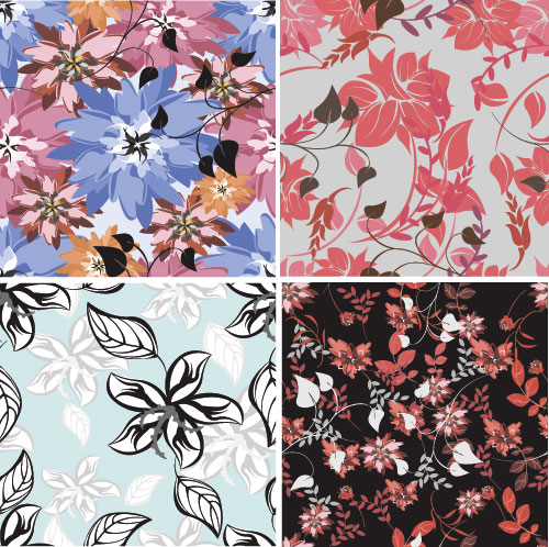 Flower vintage vector seamless pattern set 02 Flower vintage vector seamless pattern set 02