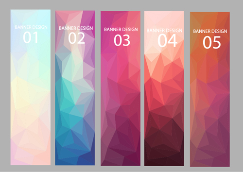 Geometric shapes numbered banners vector material 10