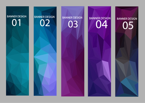 Geometric shapes numbered banners vector material 11