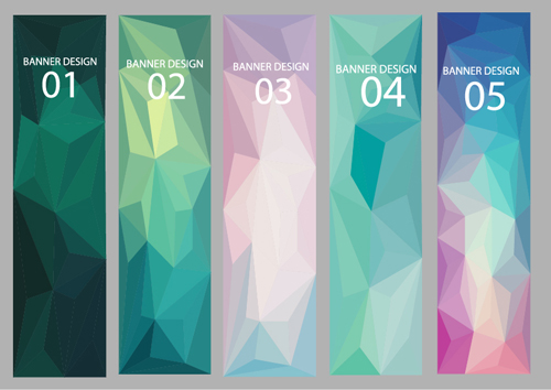 Geometric shapes numbered banners vector material 12