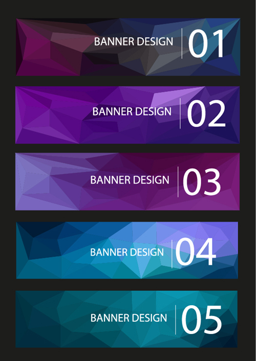 Geometric shapes numbered banners vector material 13