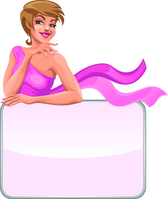 Stylish Girl and Billboards design vector 03