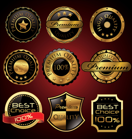 Gloden Luxury labels vector 01