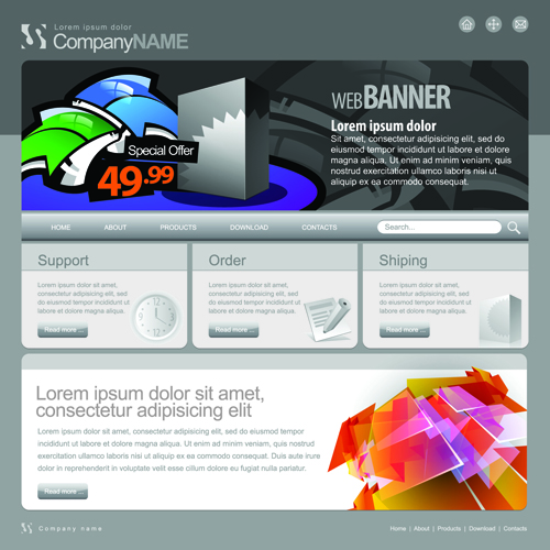 Gray Vector Website Templates design elements 05