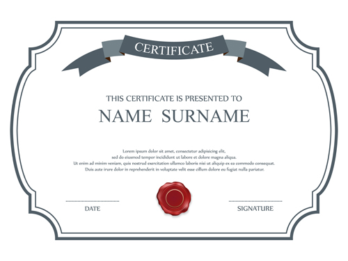 Gray styles certificates template vector material 02