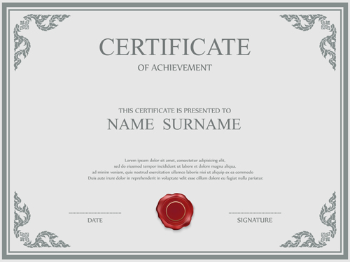 Gray styles certificates template vector material 03