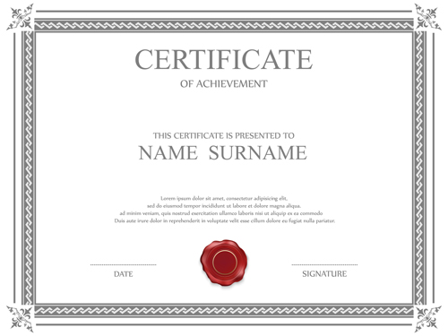 Gray styles certificates template vector material 04