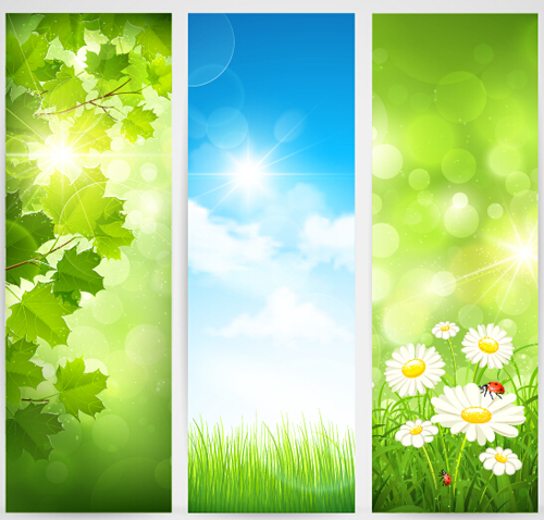 spring leaves banners 