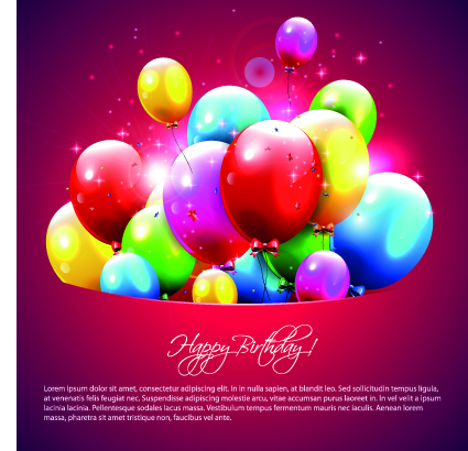 Happy birthday balloons of greeting card vector 08
