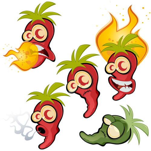 Hot chili peppers funny cartoon vectors 03