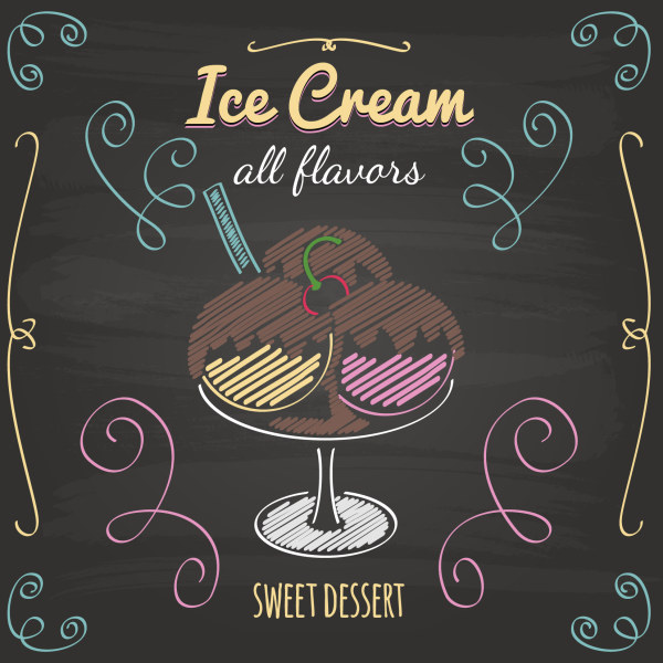 menu ice cream cover blackboard 