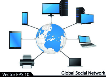 LAN network diagram vector Illustration 02