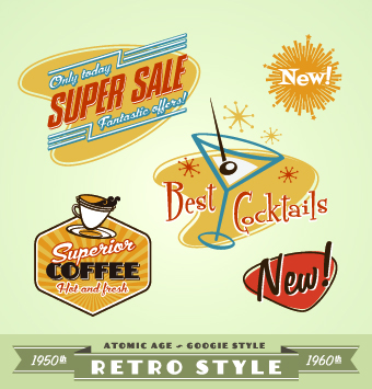 Sale Labels retro style vector 02