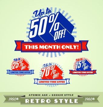 Sale Labels retro style vector 04