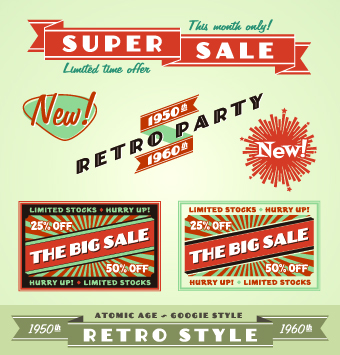 sale Retro style Retro font labels label 