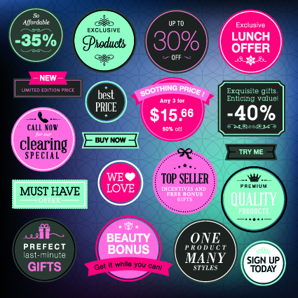 Vector Labels discounts sale set 01