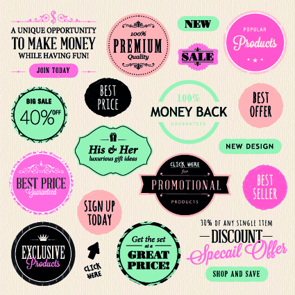 Vector Labels discounts sale set 02