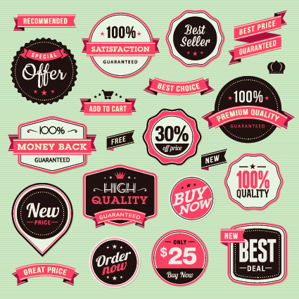 Vector Labels discounts sale set 03