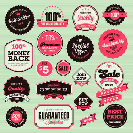 Vector Labels discounts sale set 04