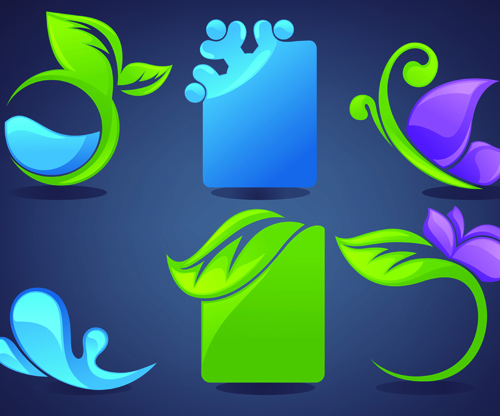 Crystal texture Leaf logo vector 01