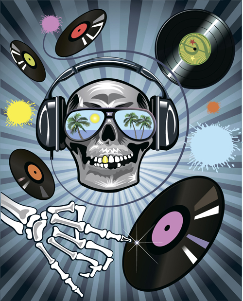 Music with skull background art vector 05 Music with skull background art vector 05