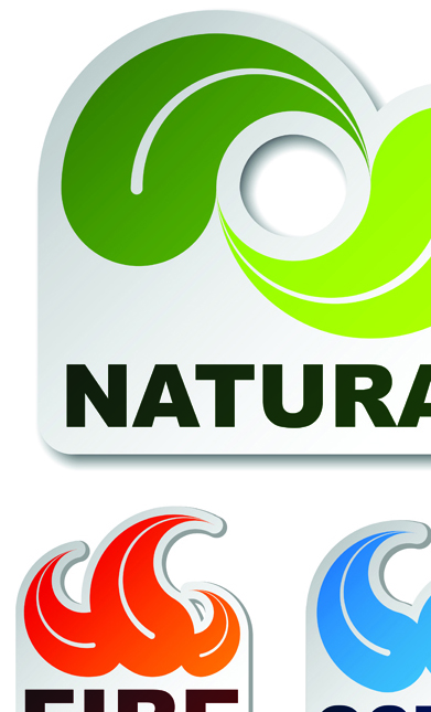 Set of Natural elements stickers vector graphic 02