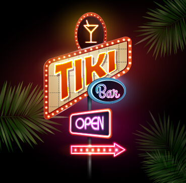 Neon advertising sign vectors material 15