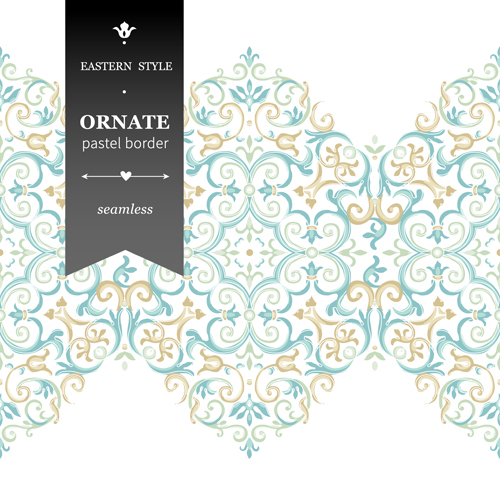 Ornate pastel border seamless vector 01 Ornate pastel border seamless vector 01