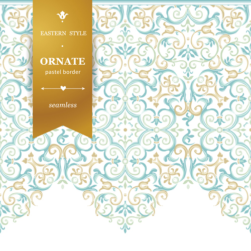 Ornate pastel border seamless vector 03 Ornate pastel border seamless vector 03