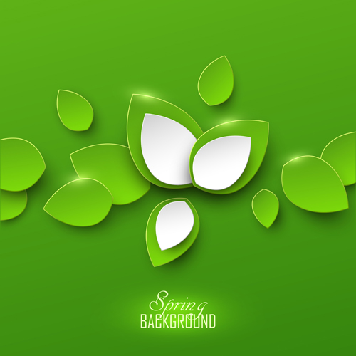 Paper leaves spring background vector